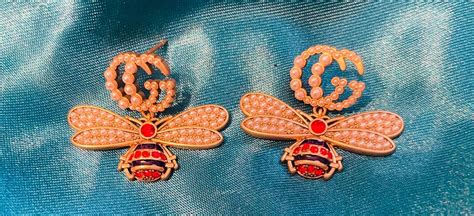 gucci bee drop earrings|Gucci bamboo heart earrings.